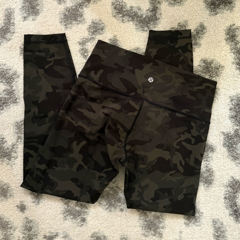 Lululemon Align Pant II 25" Gator Green Camo High Rise Yoga Athletic